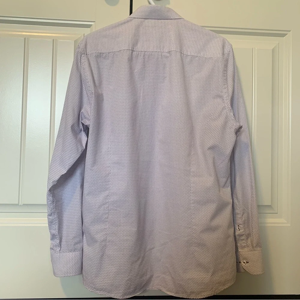 Strauss button up collared dress shirt men’s white red blue - Picture 5 of 6